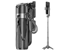 Soporte de trípode para teléfono - selfie ajustable de 11,7 a 43 cm, soporte ligero ABS, control remoto Bluetoothh con diseño de cabeza giratoria, soporte plegable para teléfono para viajes