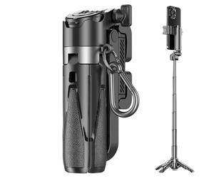 Soporte de trípode para teléfono - selfie ajustable de 11,7 a 43 cm, soporte ligero ABS, control remoto Bluetoothh con diseño de cabeza giratoria, soporte plegable para teléfono para viajes