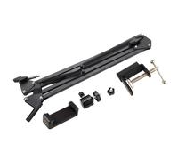 Soporte de trípode tipo tijera para cámara web para dispositivos Logitech y Microsoft. Ángulo y altura ajustables. Estructura de acero al carbono