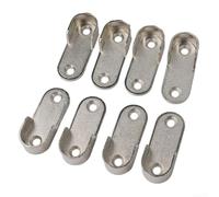 Soporte de tubo de aleación de zinc para armario para varillas redondas de 16 mm, paquete de 2, acabado plateado, soporte de extremo de barra de armario fácil de instalar (8 piezas)