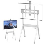 Soporte de TV ajustable con ruedas para pantallas LED LCD de plasma de 42120 pulgadas, carrito de TV móvil, soporta hasta 150 kg, soporte de suelo blanco para un fácil movimiento