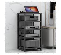 Soporte de TV con 4/5/6 estantes, soporte AV fr Media Cmpnents, centro de entretenimiento multifunción negro, 80 cm, perfecto para montaje de cine Hme