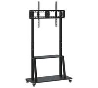 Soporte de TV con ruedas para televisores de 32 a 90 pulgadas, máx. VESA 800 x 600 mm y capacidad de carga de 100 kg, altura ajustable, mesa de ordenador y TV con ruedas para salón, oficina