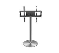 Soporte de TV de acero inoxidable, soporte de escritorio sin taladro, soporte universal para TV con estante, se adapta a la mayoría de televisores, altura ajustable, diseño elegante para el hogar y la