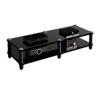 Soporte de TV de esquina de alta fidelidad negro doble ancho resistente para sistema de entretenimiento en el hogar, amplificadores, reproductores de DVD y accesorios de TV, 47.2 x 14.5 pulgadas