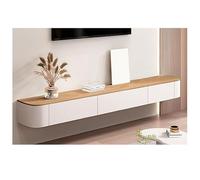 Soporte de TV de madera, consola de TV blanca con cajones, estante flotante para TV para sala de estar, mesa de TV con almacenamiento, soporte de TV largo para montaje en pared, 3 longitudes disponi