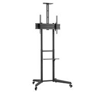 Soporte de TV de Pie con Ruedas Ewent, Carro para Televisores de 37-70" Máx.50kg, Soporte de TV Ajustable, Inclinable y Móvil,Máx. VESA 600x400mm, Gestión de Cables, con Estante y Base para Habitación