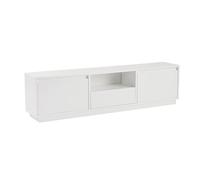Soporte de TV Elegante y Resistente, Color Blanco Natural, 160 x 42 x 18 cm, Tablero de partículas Recubierto de melamina 100%, Grosor: 18 mm, Espacios Modernos en casa y oficinas de