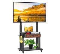 Soporte de TV enrollable con cajón de tela para pantallas planas/curvas de 32 a 75 Pulgadas, altura ajustable, LCD/LED/OLED con espacio de almacenamiento, carrito de TV móvil con ruedas de hasta 100kg