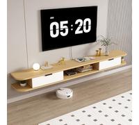 Soporte De TV Flotante, Consola Multimedia De Pared con Cajones De Almacenamiento Y Panel Posterior con Toma De Corriente Oculta, Moderno Centro De Entretenimiento Flotante(A,200cm)