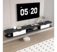 Soporte De TV Flotante, Consola Multimedia De Pared con Cajones De Almacenamiento Y Panel Posterior con Toma De Corriente Oculta, Moderno Centro De Entretenimiento Flotante(C,120cm)