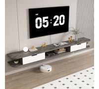 Soporte De TV Flotante, Consola Multimedia De Pared con Cajones De Almacenamiento Y Panel Posterior con Toma De Corriente Oculta, Moderno Centro De Entretenimiento Flotante(F,160cm)