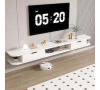 Soporte De TV Flotante, Consola Multimedia De Pared con Cajones De Almacenamiento Y Panel Posterior con Toma De Corriente Oculta, Moderno Centro De Entretenimiento Flotante(B,140cm)