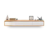 Soporte de TV flotante para montaje en pared, consola multimedia moderna, mueble de TV para apartamento, estante delgado debajo del televisor, centro de entretenimiento para sala de estar.(Wood color+