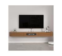 Soporte de TV moderno soporte de TV flotante montado en la pared para televisores inferiores, ahorro de espacio, 63,0/70,8/78,7" de madera de caucho con 1 puerta abatible y 2 cajones Consola