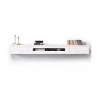 Soporte de TV montado en la pared para sala de estar, consola de 55 pulgadas, centro de entretenimiento de madera blanca, armario largo para TV, mueble de TV flotante moderno, muebles elegantes para