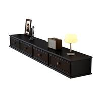 Soporte de TV montado en la pared para sala de estar, consola de entretenimiento flotante moderna de madera maciza, armario multimedia creativo con almacenamiento cerrado (negro, 240 cm)