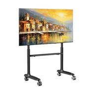 Soporte de TV móvil con ruedas de altura ajustable para televisores de 42 a 86 pulgadas, VESA de 100 x 100 mm a 800 x 600 mm, soporta 110 libras con estante adicional que ahorra espacio, carrito negro