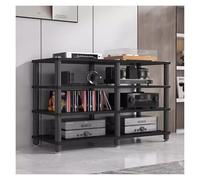 Soporte de TV multimedia de 4 niveles, armario de esquina para reproductor de discos, tocadiscos, amplificador, receptor y almacenamiento de consola de juegos