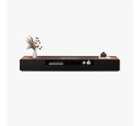 Soporte de TV negro de madera de 94 pulgadas, consola multimedia de línea baja, 4 cajones, taquilla, chapa de nogal (D como se muestra)