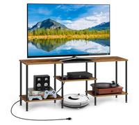 Soporte de TV para recámara, soporte de TV de 50 pulgadas con toma de corriente, centro de entretenimiento de 3 niveles con consola de TV de almacenamiento para TV de 50, 43, 40, 32 pulgadas, color