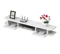 Soporte De TV Pared para Espacios Pequeños Consola Multimedia Flotante con Estante Abierto para Decodificador Almacenamiento Centro Entretenimiento Sala Estar Dormitorio(Blanco,160 * 22 * 17cm)