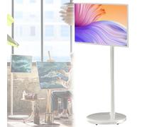 Soporte de TV portátil sobre ruedas, monitor de pantalla táctil de 21.5 pulgadas con rotación giratoria completa, batería integrada de 6000 mAh, 4 GB de RAM, 64 GB de almacenamiento