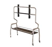 Soporte de TV rodante con ruedas bloqueables - Carrito de medios móvil de altura ajustable con estante de almacenamiento para oficina en casa y sala de estar