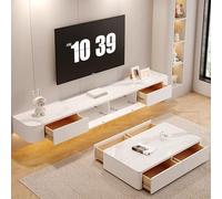Soporte de TV suspendido de madera maciza para sala de estar, hogar, mesa de café moderna, soporte de TV en color blanco roca múltiple, 120 cm, 140 cm, 160 cm, 180 cm, 200 cm, 220 cm, 240 cm