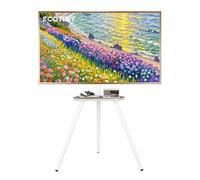 Soporte de TV Tipo Caballete de trípode para Pantallas de 43 a 65 Pulgadas | Soporte de pie de altura ajustable con bandeja de madera, Soporta hasta 35kg, Ideal para dormitorio y sala de estar, Blanco