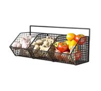 Soporte De Vegetales Para Cocina - Canasta Almacenamiento, Rejilla Pared | Contenedor Cebolla Ajo Papa 3 Niveles, Organizador Despensa Multipropósito, Cesta Colgando Verduras, Solución Almacenamiento