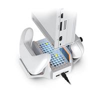 Soporte de Ventilador de Refrigeración Vertical para Consola de Juegos XboxSeries S con Estación de Carga de Controlador Dual, Luz LED 4 Transmisión de Datos de Cargador USB de