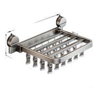 Soporte de ventosa montado en la pared para calcetines y ropa interior con múltiples opciones de fila de clip para e secado (Gunpowder-24)