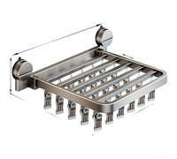 Soporte de ventosa montado en la pared para calcetines y ropa interior con múltiples opciones de fila de clip para e secado (Gunpowder-30)