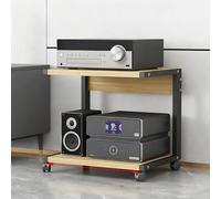 Soporte de video de 2 niveles,gabinete estéreo con ruedas,torre de audio para montaje en rack,organizador independiente de piso,soporte de audio HiFi móvil para reproductor de CD,DVD(B,50x40x50cm)