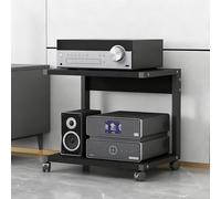 Soporte de video de 2 niveles,gabinete estéreo con ruedas,torre de audio para montaje en rack,organizador independiente de piso,soporte de audio HiFi móvil para reproductor de CD,DVD(A,50x40x60cm)