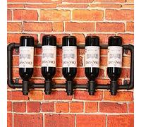 Soporte de vino de metal retro americano para colgar en la pared, para colgar en la pared, para 5 botellas, soporte de vino creativo, decoración de sótano, estante de vino montado en la pared