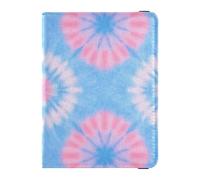 Soporte decorativo para pasaporte de cuero teñido anudado azul y rosa para hombres de viaje, organizador de documentos, accesorios, ultra delgado, Tinte azul y rosa, 1 size