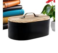 Soporte decorativo para tampones de 8,5 x 22 x 13 cm, caja de almacenamiento de tampones de madera con tapa, soportes para tampones para baño, horquillas, medicamentos, cosméticos, armario, mesa