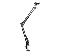 soporte del teléfono HUIOP Soporte de metal ajustable Soporte de brazo de tijera con suspensión + Soporte para teléfono + Adaptador de cabeza esférica para YouTube Red de grabación de video en vivo Tr