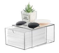 Soporte desechable para toallas faciales, caja de almacenamiento de toallas faciales de plástico con cajón, organizador apilable para toallas de piel limpia, club, cara XL, contenedores de toallas,