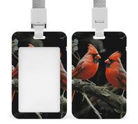 Soporte deslizante para tarjetas de identificación con cordón, soporte para tarjetas de identificación, cardenales, pájaros, fauna, salvaje, protector de tarjetas con ventana de identificación