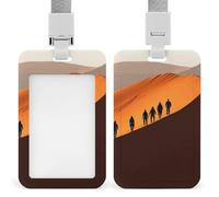 Soporte deslizante para tarjetas de identificación con cordón, soporte para tarjetas de identificación Climb The Dunes, protector de tarjetas con ventana de identificación transparente para el trabajo