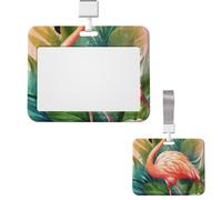 Soporte deslizante para tarjetas de identificación, de plástico, horizontal, para oficina, flamenco tropical, 1_77287715, soporte para insignias, protector para tarjetas de identificación de trabajo