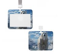 Soporte deslizante para tarjetas de identificación, funda vertical de plástico duro, soporte para insignias de oso polar, impermeable, funda protectora para tarjetas de identificación con cordón