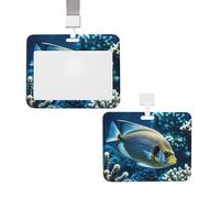Soporte deslizante para tarjetas de identificación, impermeable, etiqueta de identificación con diseño de peces oceánicos, funda protectora vertical de plástico con cordones, bonito tarjetero para
