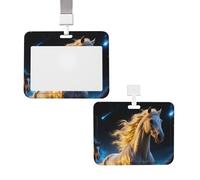 Soporte deslizante para tarjetas de identificación, impermeable, para identificación, diseño de caballo corriendo, funda protectora vertical de plástico con cordones, bonito tarjetero para enfermera