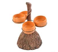 Soporte desmontable para cuencos de dulces de Halloween con base estable en forma de escoba, adecuado para servir aperitivos, salsas, frutas y golosinas de fiesta (cuatro tazas)