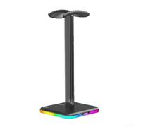 Soporte dinámico para auriculares RGB con control táctil de huellas dactilares y bandeja de goma suave para evitar arañazos para configuración de audio blanco (M6 negro)