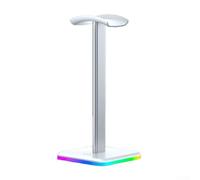 Soporte dinámico para auriculares RGB con control táctil de huellas dactilares y bandeja de goma suave para evitar arañazos para configuración de audio blanco (M6 blanco)